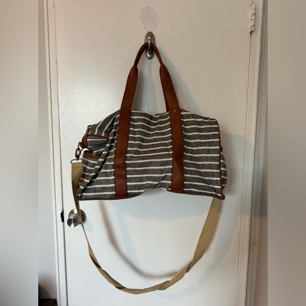 Large, Blue & White Striped Madden Girl Weekender Bag